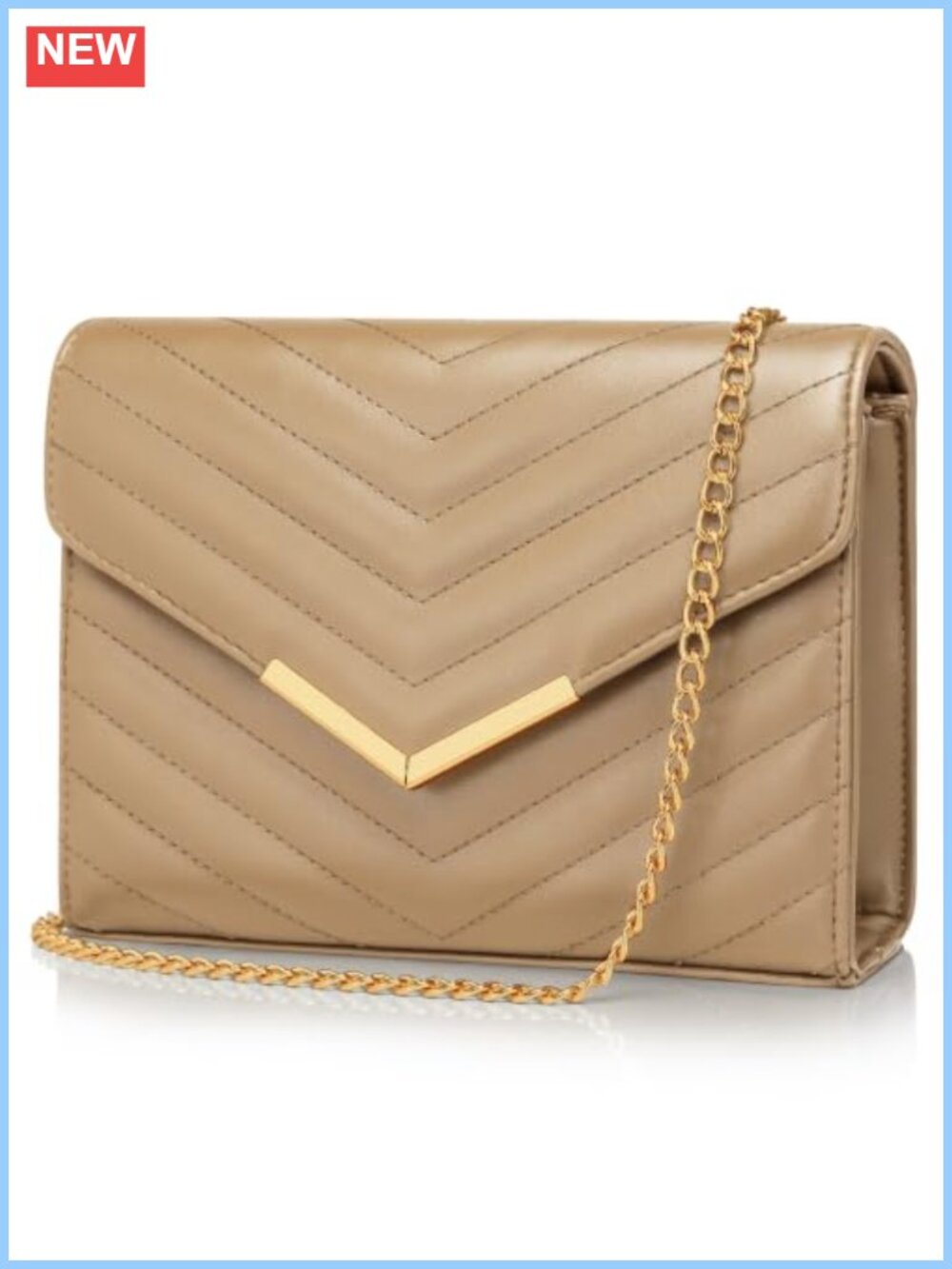 Faux Saffiano Leather Evening Clutch with Detachable Chain Strap